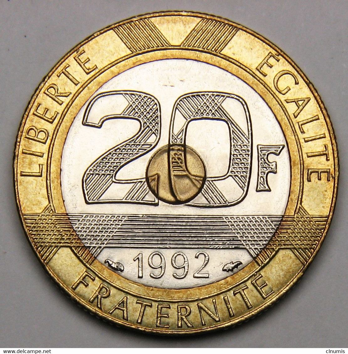 20 Francs Mont Saint-Michel, 5 Cannelures, V Ouvert, 1992, Frappe Monnaie, Bronze-aluminium Nickel - V° République - 20 Francs
