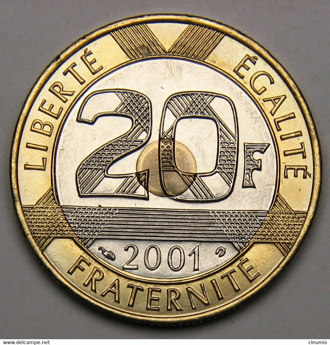 ASSEZ RARE, ISSUE D'un Coffret BU ! 20 Francs Mont Saint-Michel, 2001, Bronze-aluminium Nickel - V° République - 20 Francs