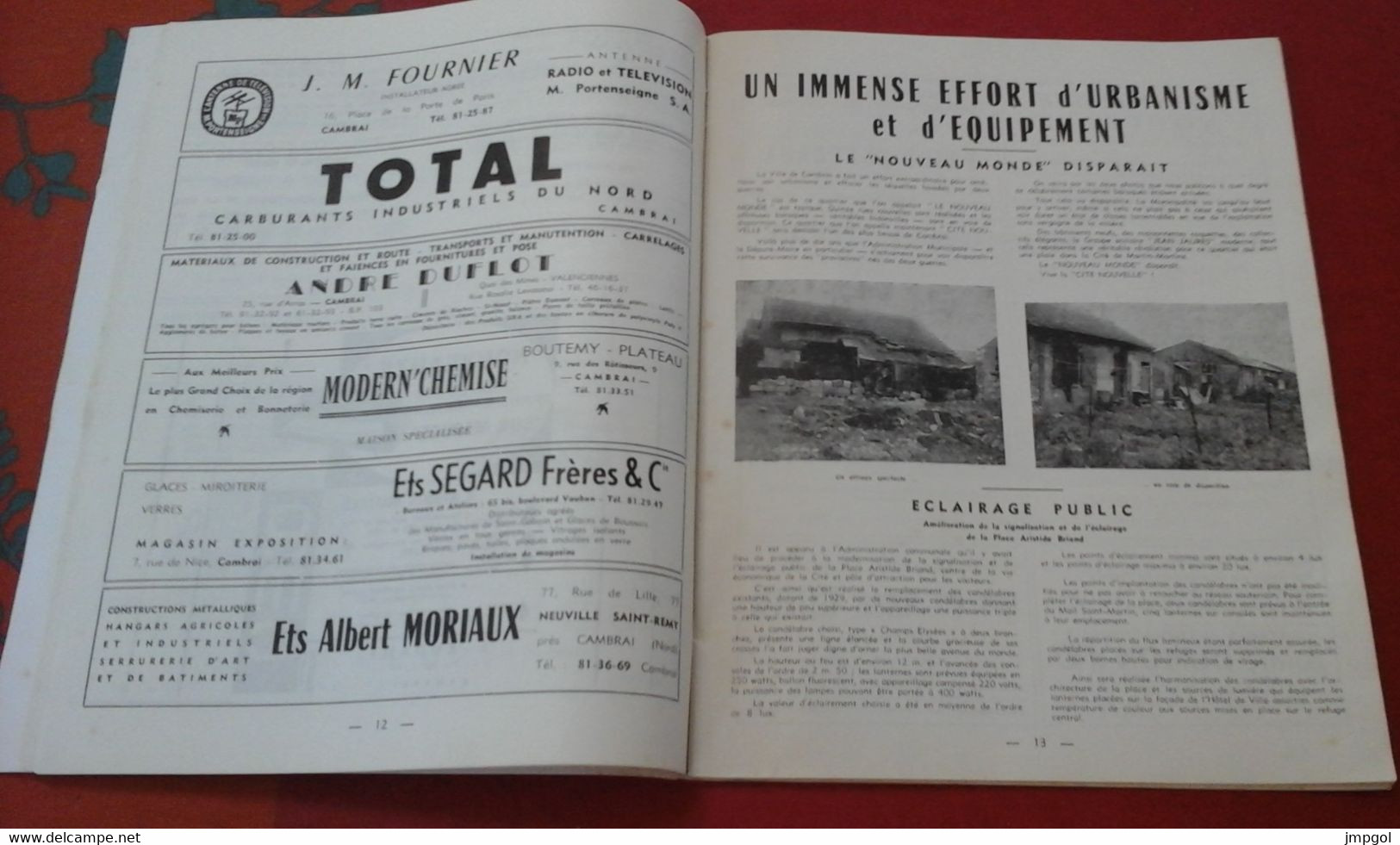 Ville De Cambrai Moniteur Bulletin Municipal 1962 Résidence Du Parc Cité Hospitalière Cambrai Hockey Club Les Neptunes - Tourism & Regions