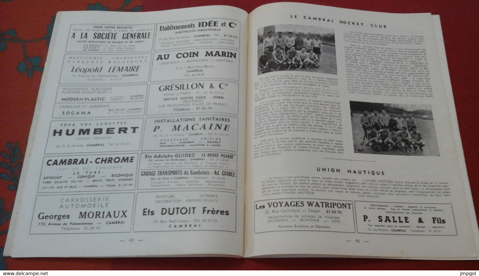 Ville de Cambrai Moniteur Bulletin Municipal 1962 Résidence du Parc Cité Hospitalière Cambrai Hockey Club Les Neptunes