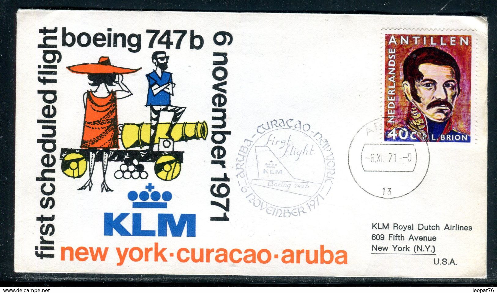 Antilles Néerlandaises - Enveloppe 1er Vol Aruba/ Curaçao / New York En 1971 -  F 167 - Curaçao, Antille Olandesi, Aruba