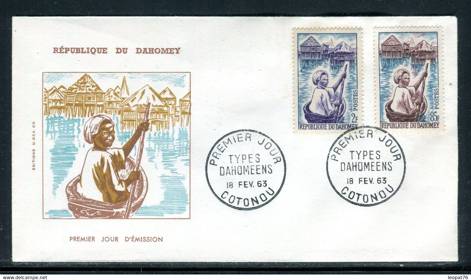 Dahomey - Enveloppe FDC En 1963 - Femme En Barque -  F 170 - Benin – Dahomey (1960-...)