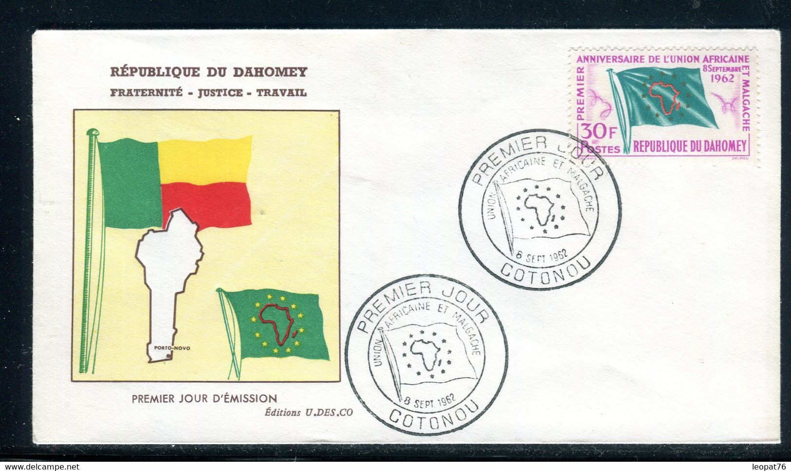 Dahomey - Enveloppe FDC En 1962 -  Union Africaine-  F 172 - Benin – Dahomey (1960-...)