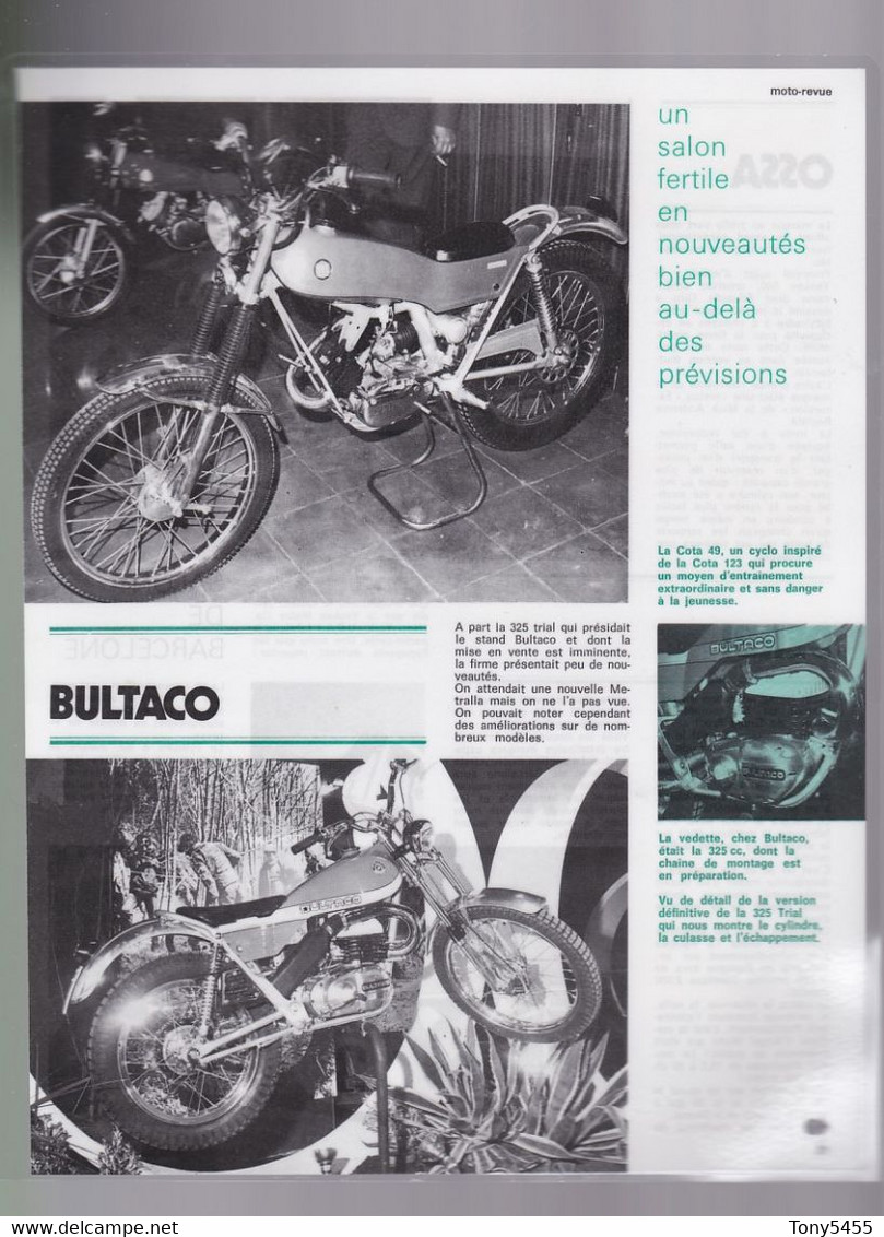 4  publicités coupure  presse recto-verso  moto  Suzuki Bultaco Honda    issue magazine   ( lire description)