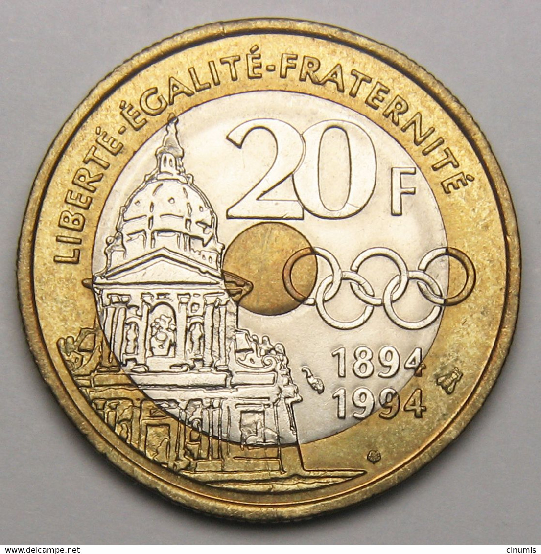 20 Francs Pierre De Coubertin, 1994, Bronze-aluminium Nickel - V° République - 20 Francs