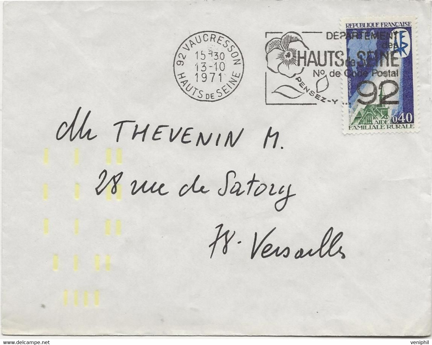 LETTRE CAD 1971 AVEC EMPREINTE JAUNE AUTOMATION DU COURRIER . - EMA (Empreintes Machines à Affranchir)