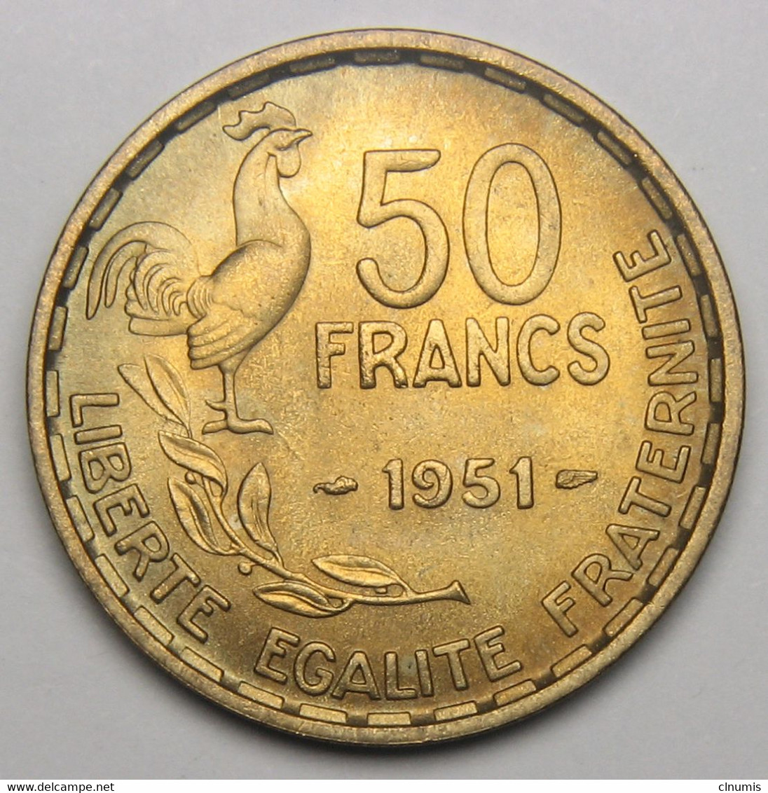 RARE En SPL+ ! 50 Francs Guiraud, 1951, Bronze-aluminium - IV° République - 50 Francs