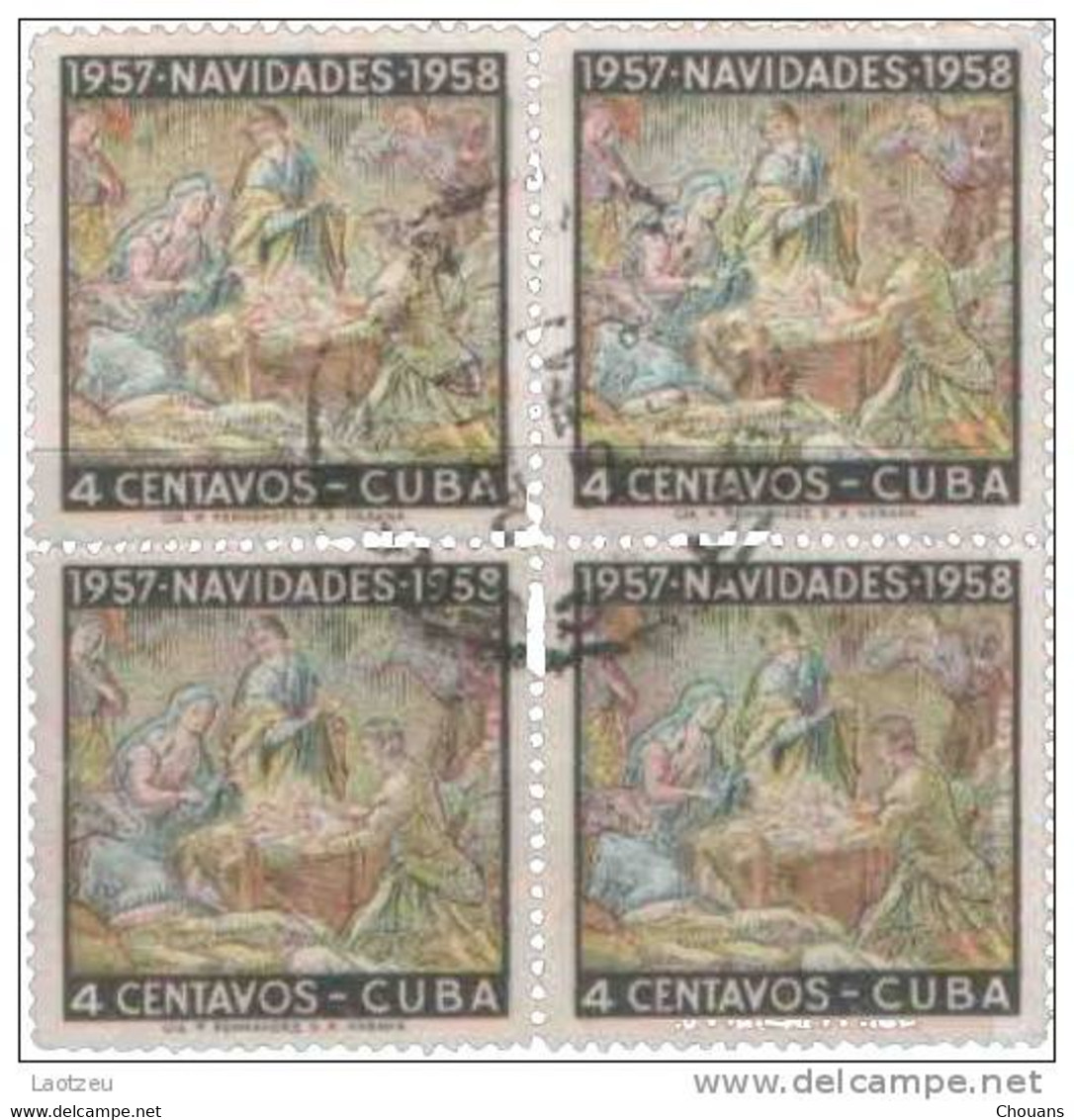 Cuba 1957. ~ YT 469 (Bloc De 4). - La Crèche - Used Stamps