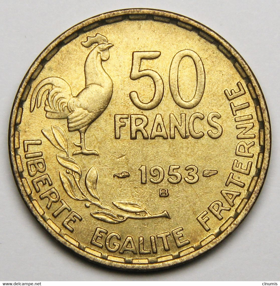 ASSEZ RARE ! 50 Francs Guiraud, 1953 B (Beaumont-le-Roger), Bronze-aluminium - IV° République - 50 Francs