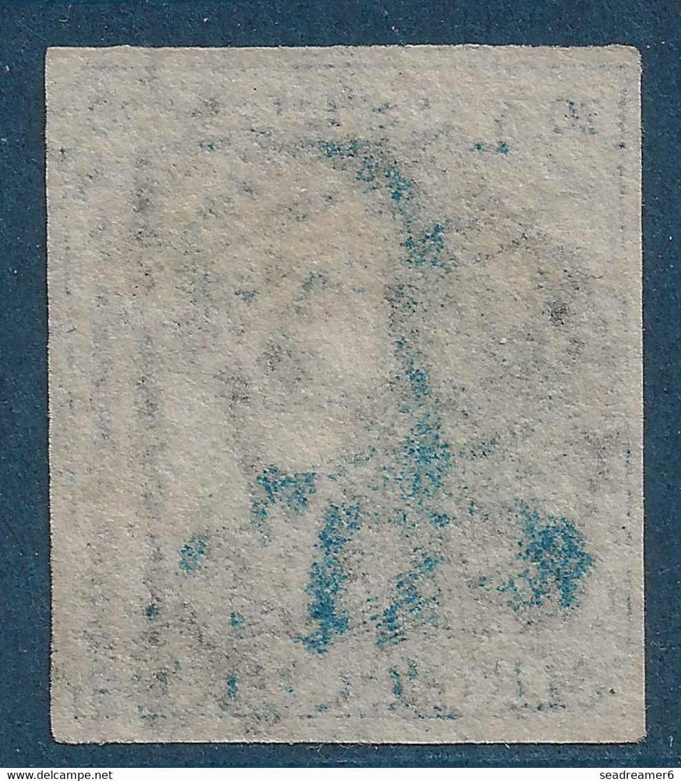 Belgique épaulettes N°2 20 Centimes Bleu Clair Oblitéré Grandes Marges TTB - 1849 Schulterklappen