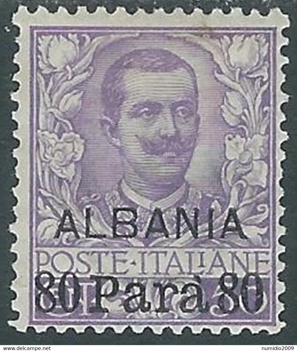 1907 LEVANTE ALBANIA FLOREALE 80 PA SU 50 CENT MH * - RF26-2 - Albanie