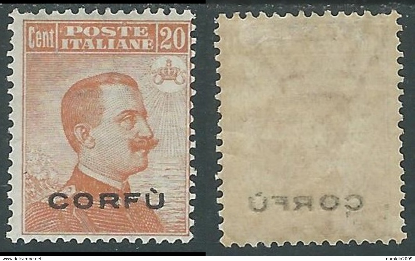 1923 CORFU EFFIGIE 20 CENT DECALCO MH * - RF26 - Corfù