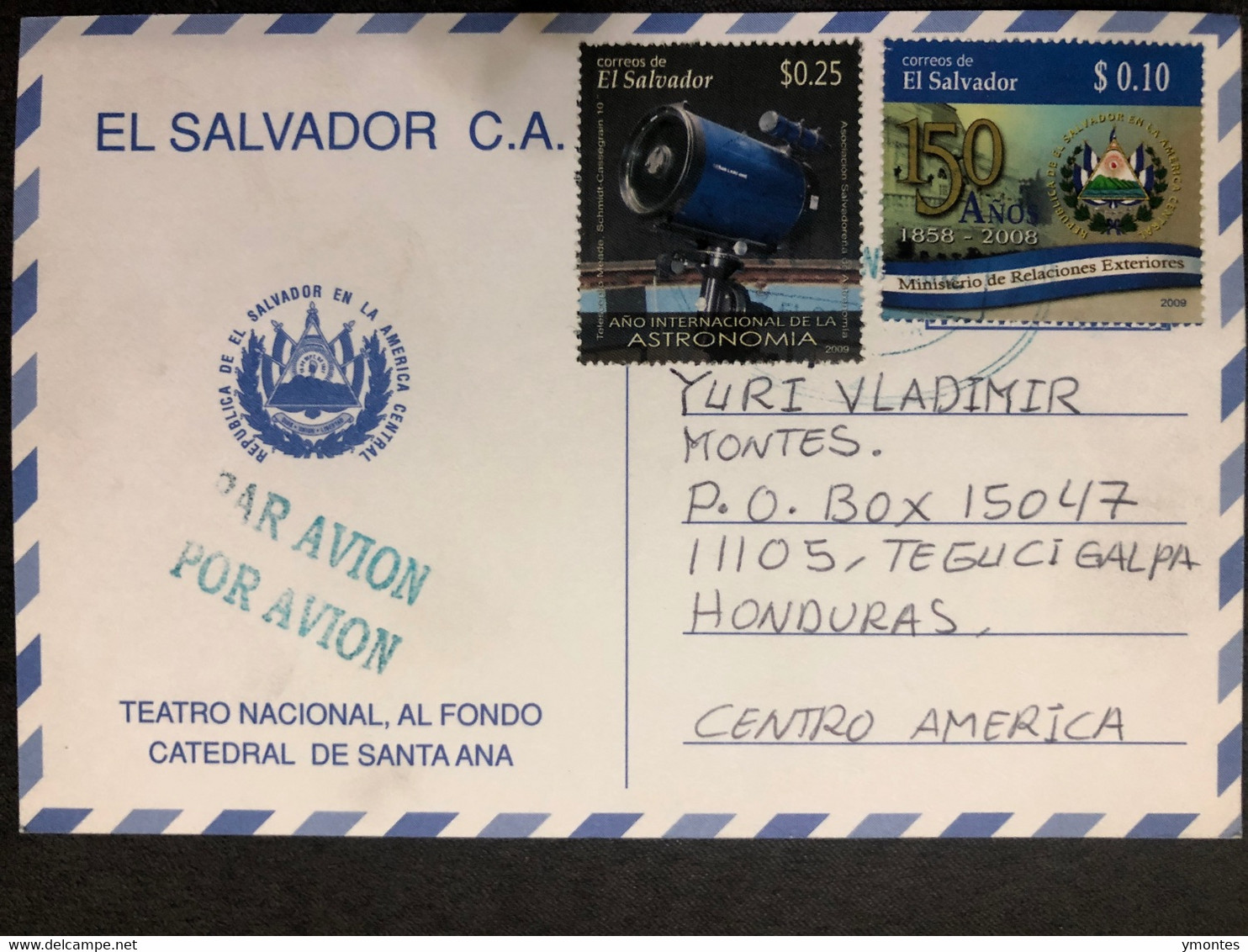 Postcard Santa Ana Church 2012 ( Astronomy Stamps ) - El Salvador
