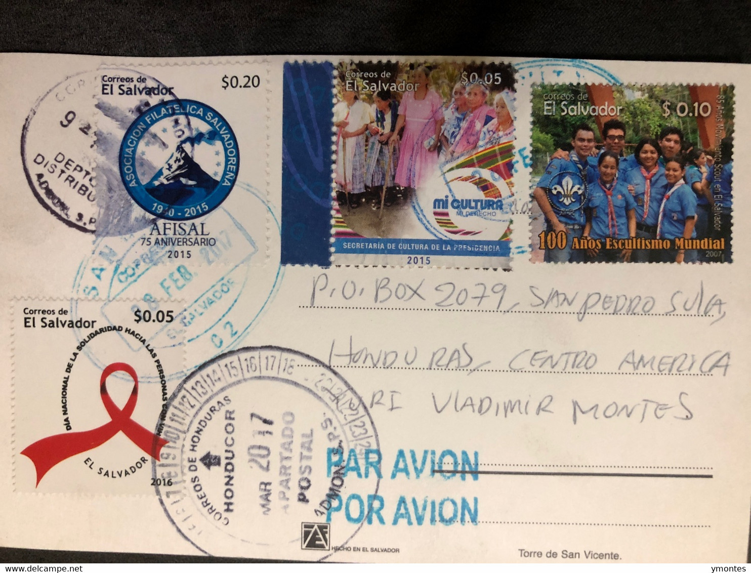 Postcard San Vicente Tower 2017 ( Volcano And AIDS  Stamps) - El Salvador