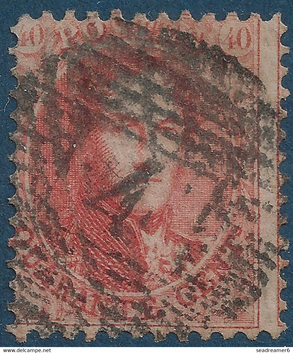 Belgique N°16C 40 Rouge (dent 12 1/2 / 13 1/2) Oblitéré Cachet 18 Barres 4 D'Anvers TTB - 1863-1864 Médaillons (13/16)