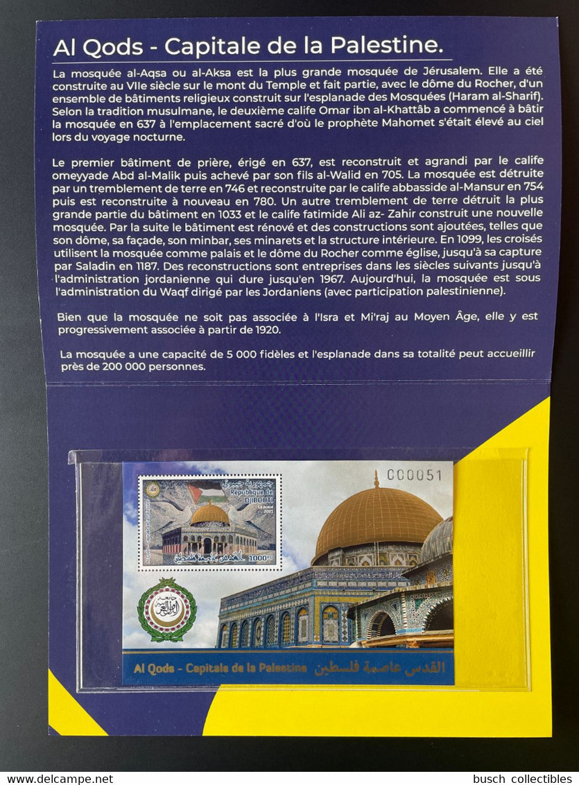 Djibouti Dschibuti 2021 Mi. ? Gold Doré 1000 FD Joint Issue Emission Commune Al Qods Quds Capitale Palestine - Djibouti (1977-...)