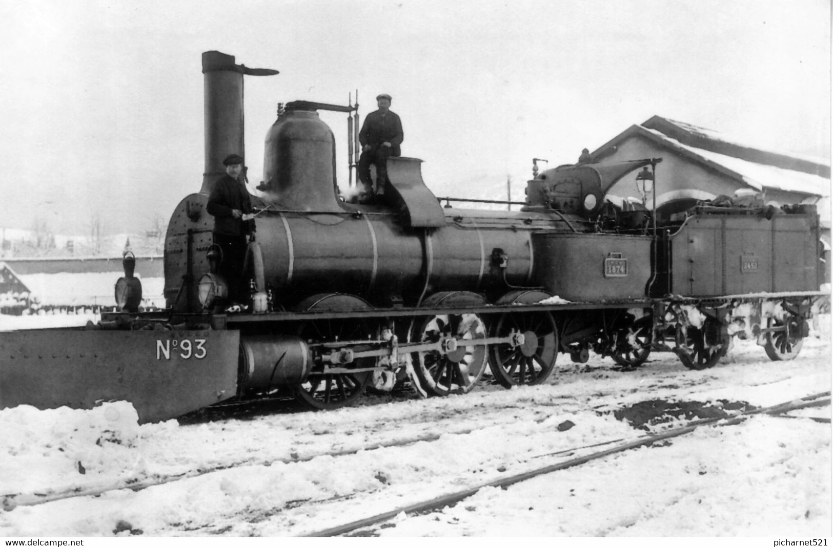 PONTARLIER (Doubs) - Cpa-photo - Loco PLM 1874 Au Dépôt Munie Du Chasse-neige - Pontarlier