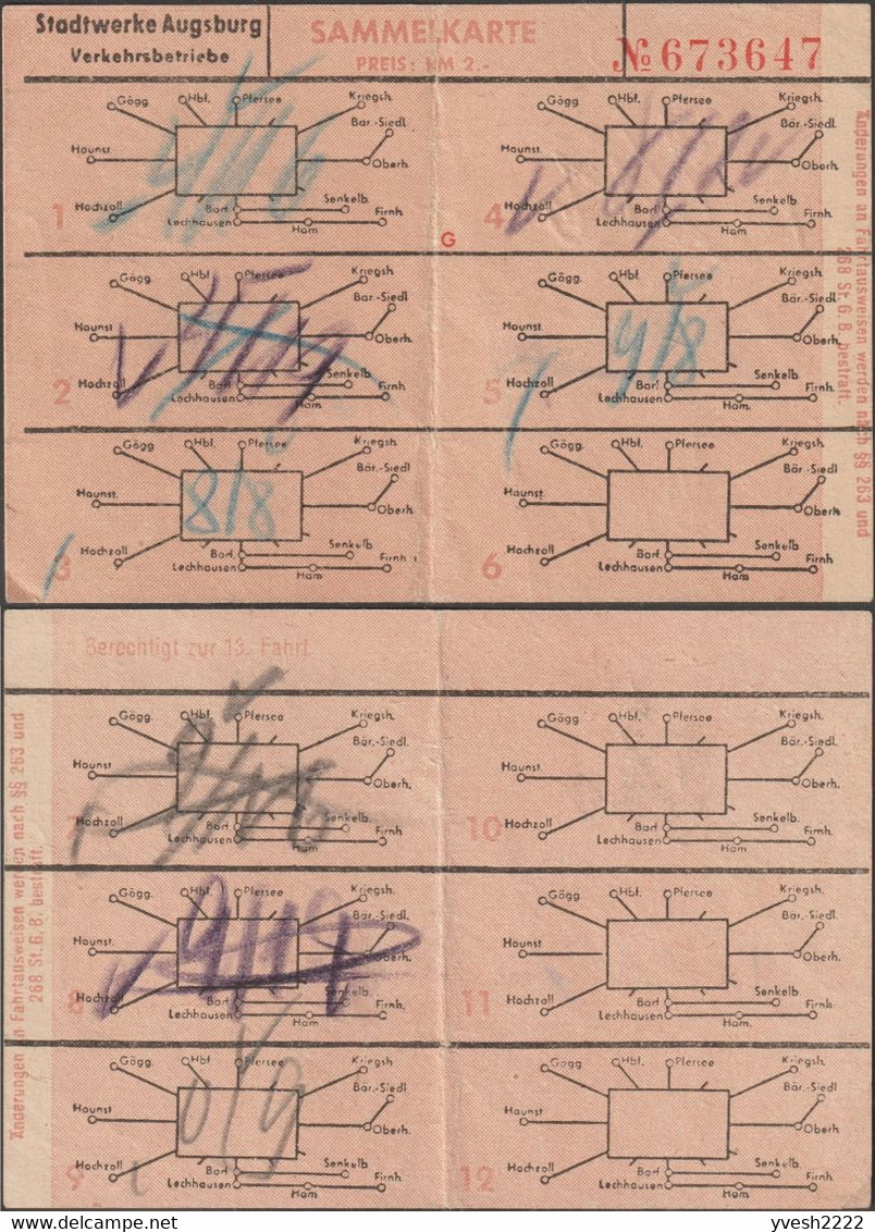 Allemagne Nazie, Carte De Transports D'Augsbourg, Vendue 2 RM - Europa