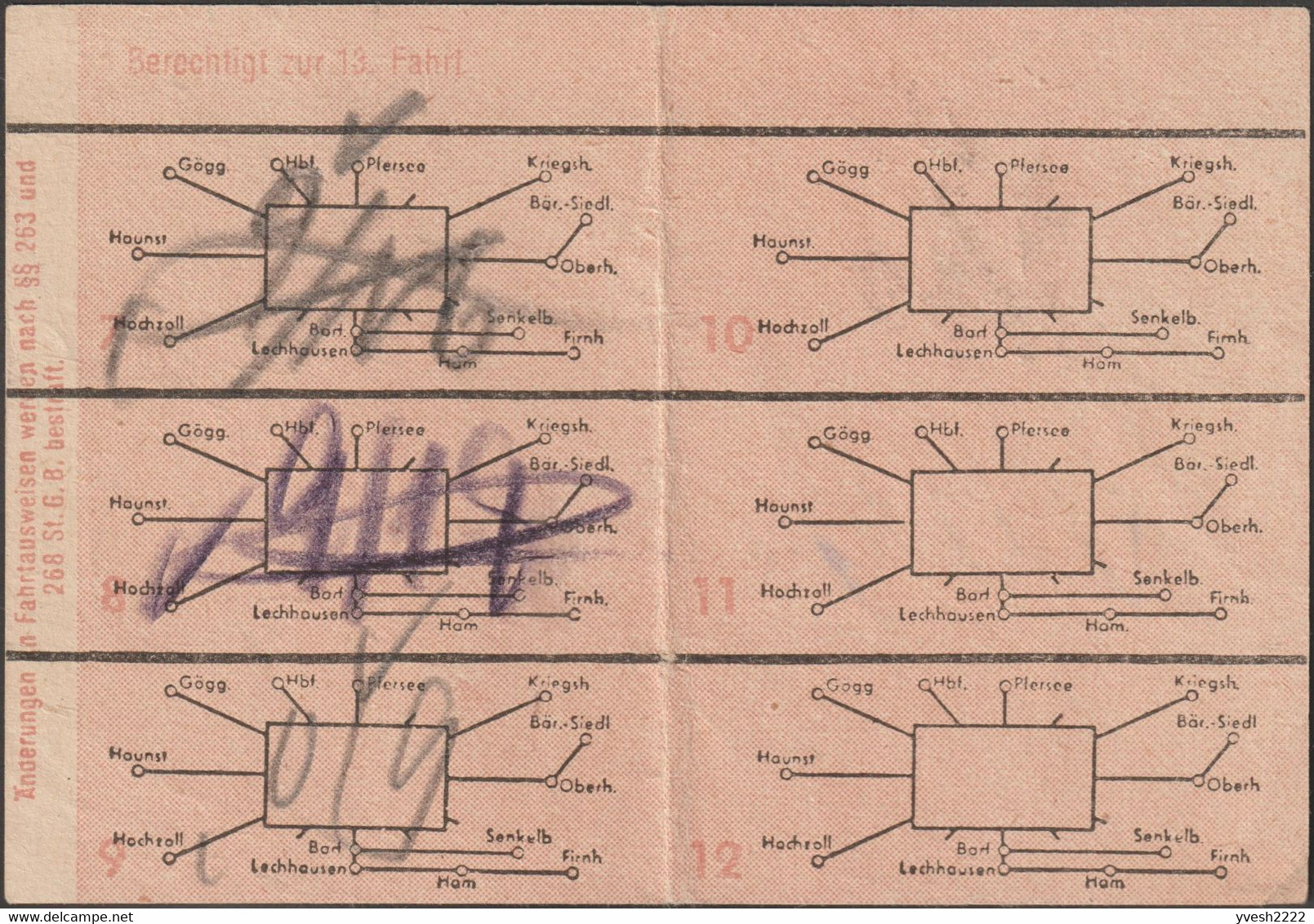 Allemagne Nazie, Carte De Transports D'Augsbourg, Vendue 2 RM - Europa