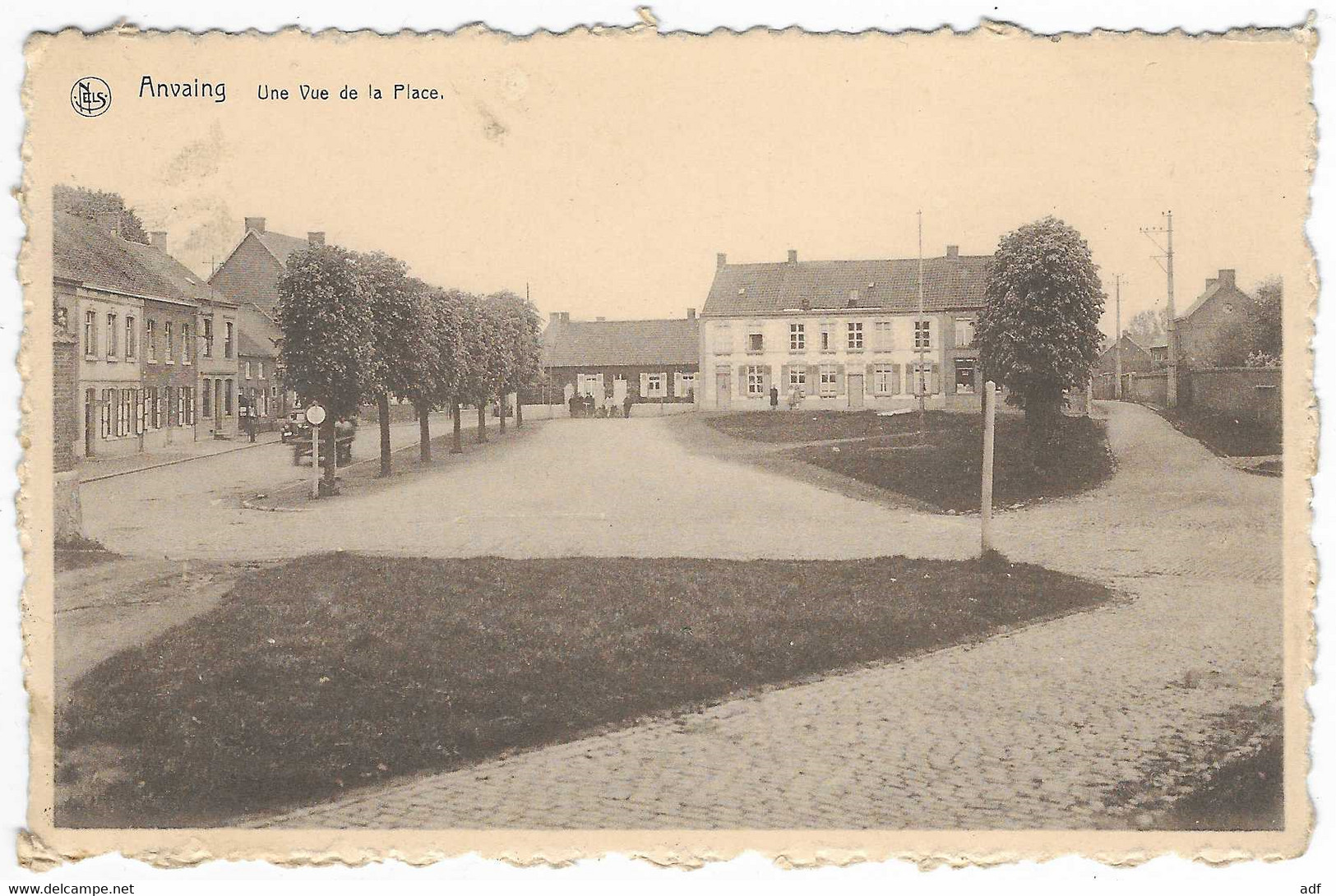 CPSM ANVAING, UNE VUE DE LA PLACE, Format 9 Cm Sur 14 Cm Environ, HAINAUT, BELGIQUE - Frasnes-lez-Anvaing