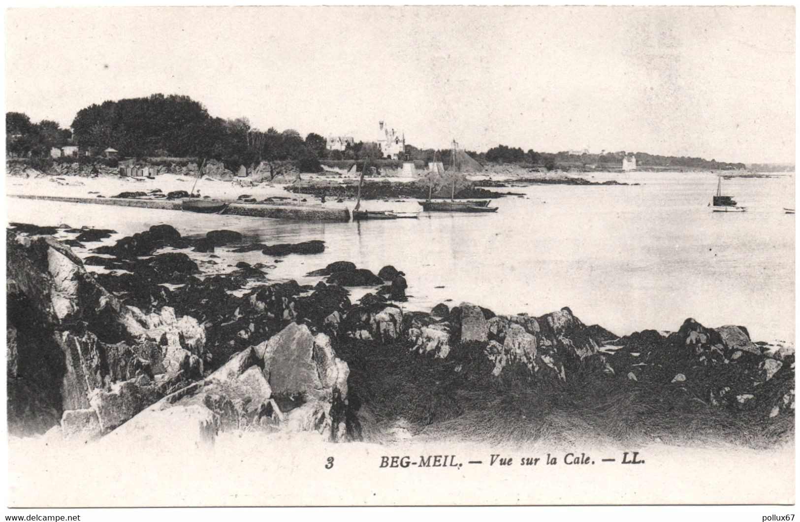 LOT 2 CPA DE BEG-MEIL  (FINISTERE)  VUE SUR LA CALE. LA ROCHE PERCEE "CHERCHEZ LE LAPIN" - Beg Meil