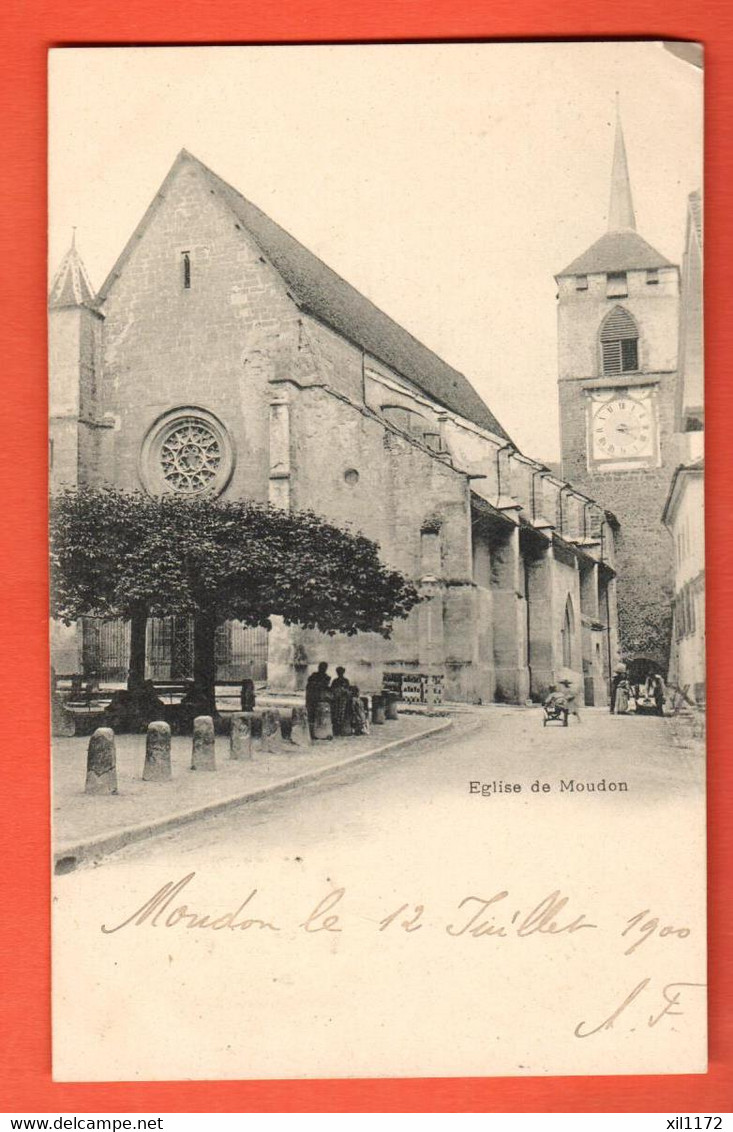 ZPZ-13 Eglise De Moudon   Dos Simple Circulé 1908 - Moudon