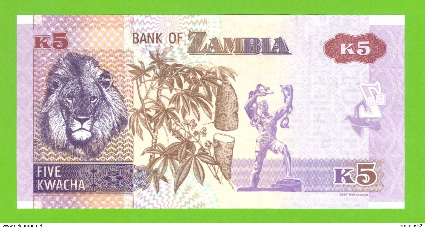 ZAMBIA 5 KWACHA 2021  P-57 UNC - Zambie