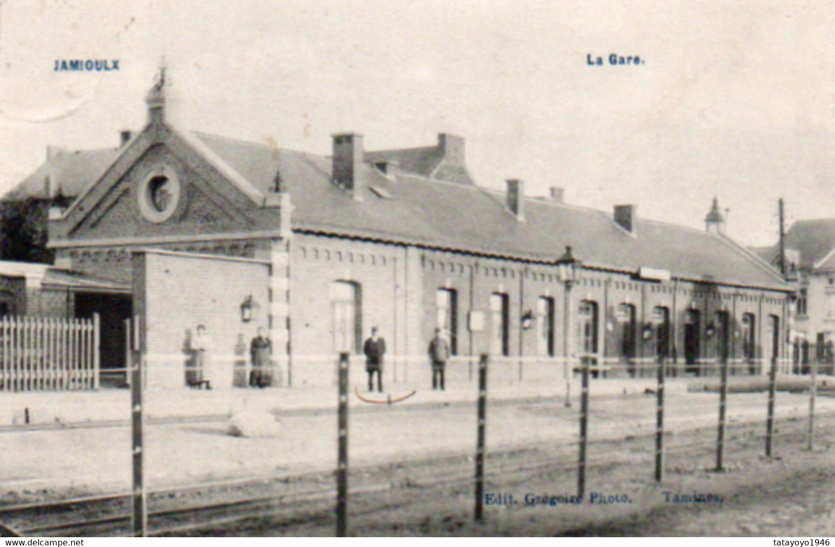 Jamioulx  La Gare Animée Voyagé En 1907 - Ham-sur-Heure-Nalinnes