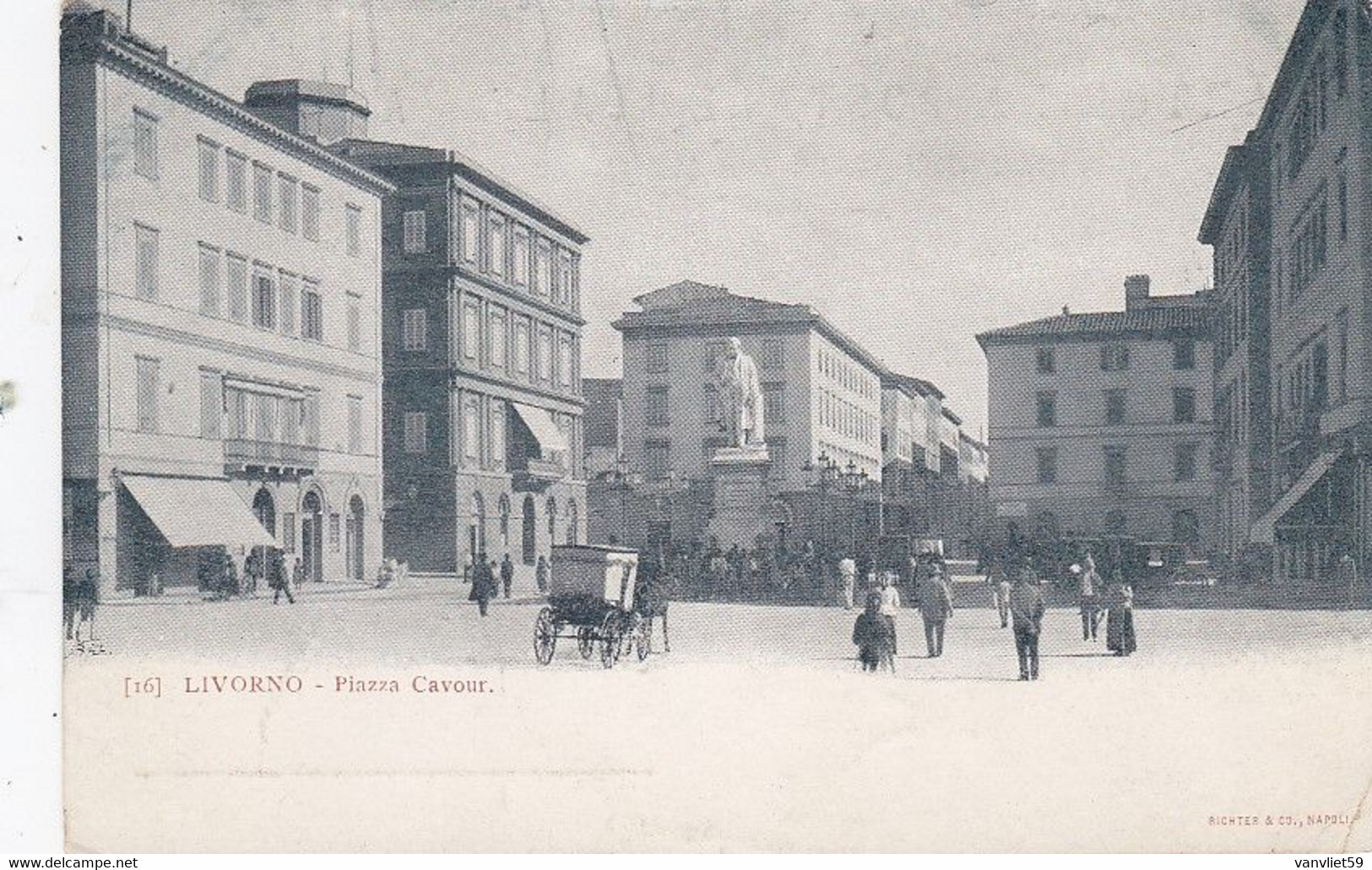 LIVORNO-PIAZZA CAVOUR-CARTOLINA NON VIAGGIATA-ANNO 1900-1904-RETRO INDIVISO - Livorno