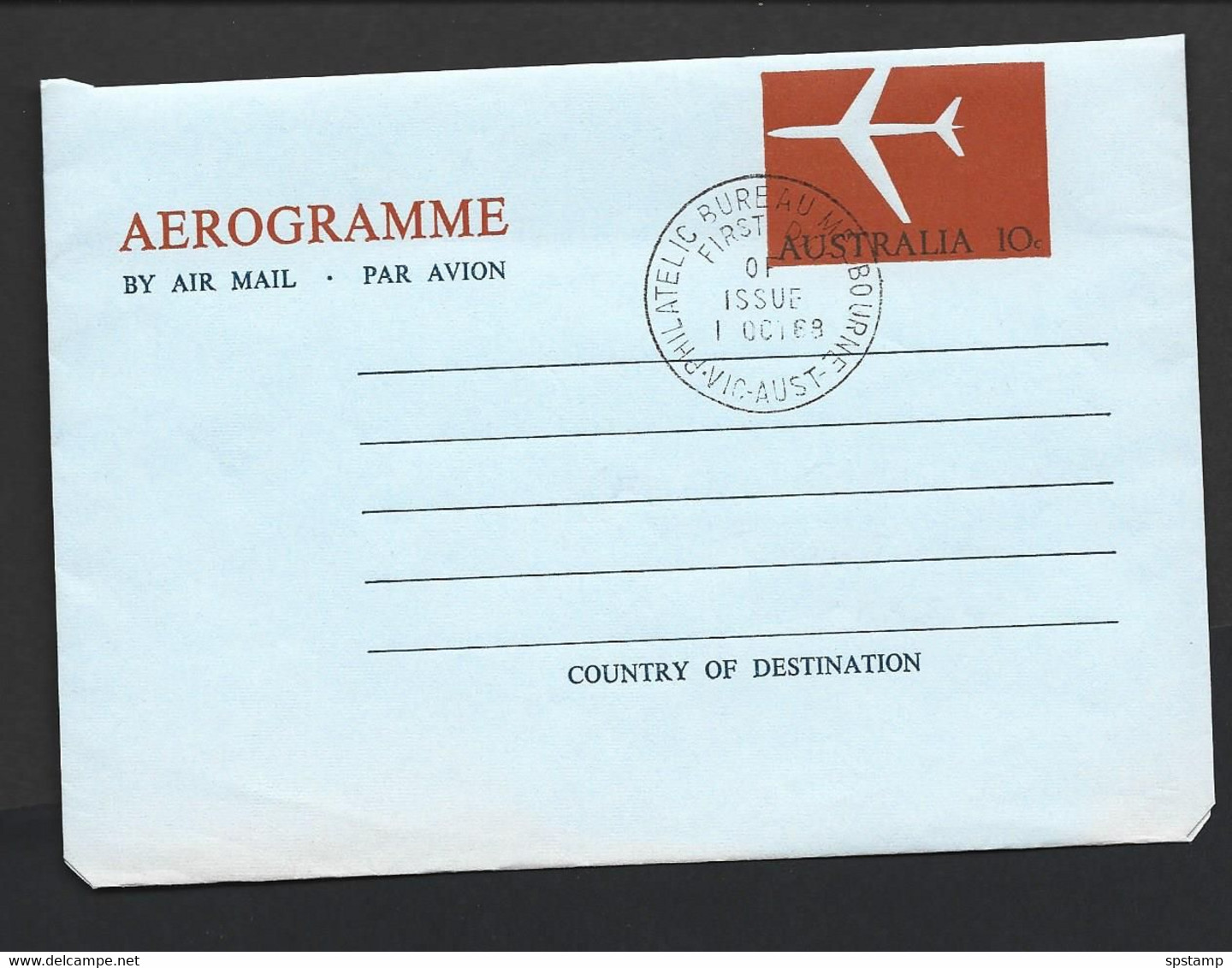 Australia 1968 10c Jet Aerogramme New Format FU Melbourne FDI Cds - Aérogrammes