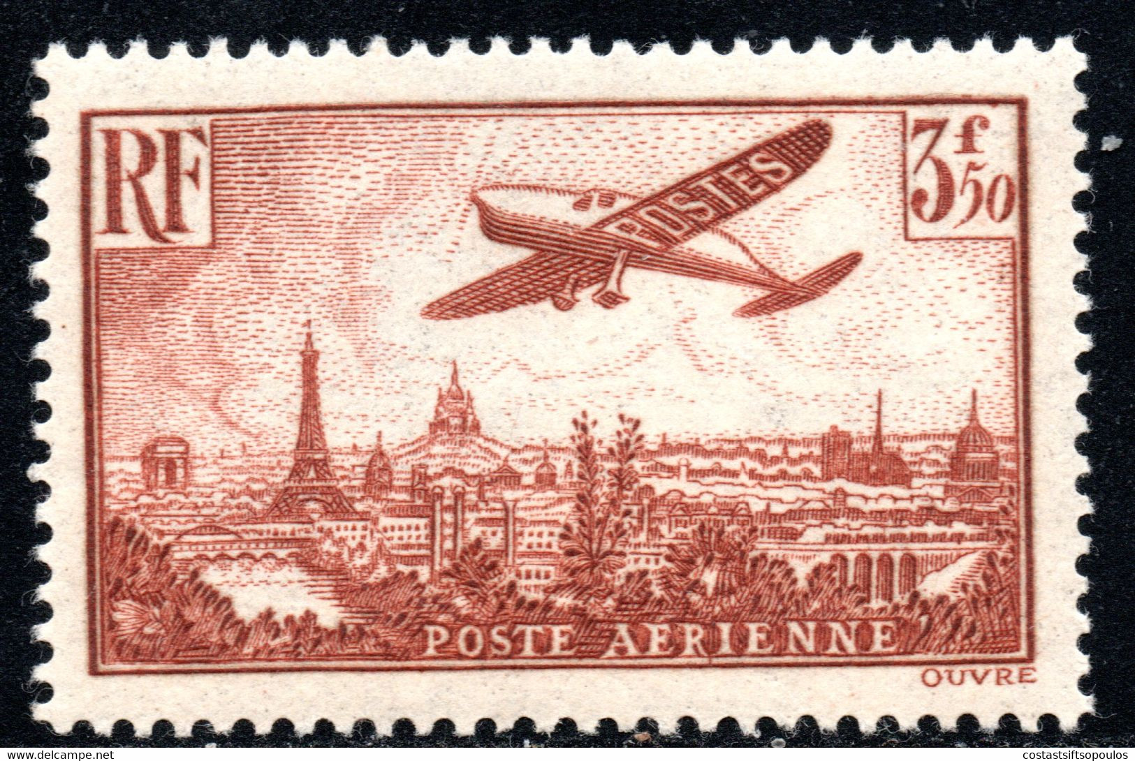 908.FRANCE,1936 AIRPLANE OVER PARIS 3.5 FR. # 13. VERY FINE AND VERY FRESH - Autres & Non Classés