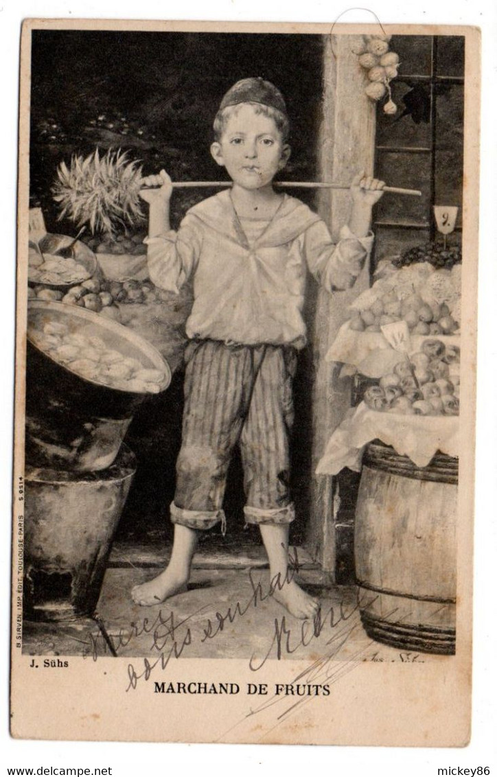 Commerce ---Marchand De Fruits  --1904--(enfant , Judaica ) ...J. SÜHS......cachets  VIERZON-18 ......à Saisir - Verkopers