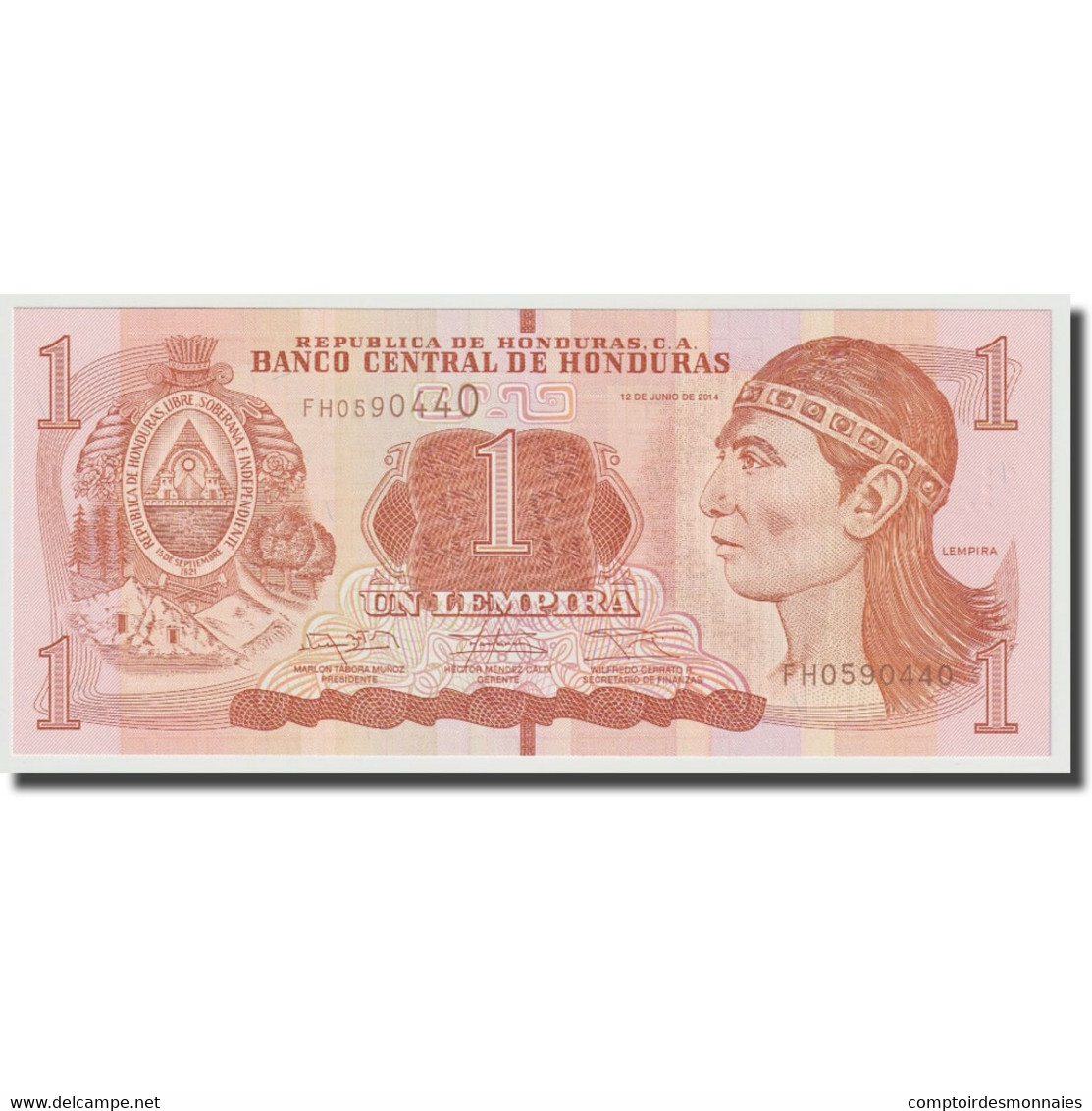 Billet, Honduras, 1 Lempira, 2014, 2014-06-12, NEUF - Honduras