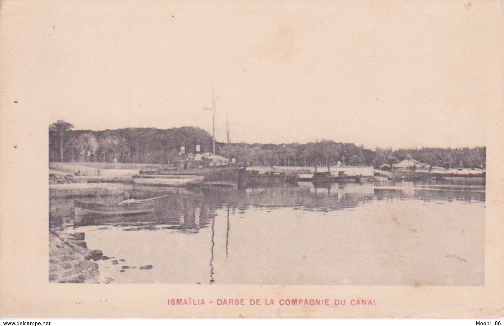 EGYPTE - ISMAILIA - DARSE DE LA COMPAGNIE DU CANAL - BATEAU - CARTE DECOLLEE UN FEUILLET - Ismailia