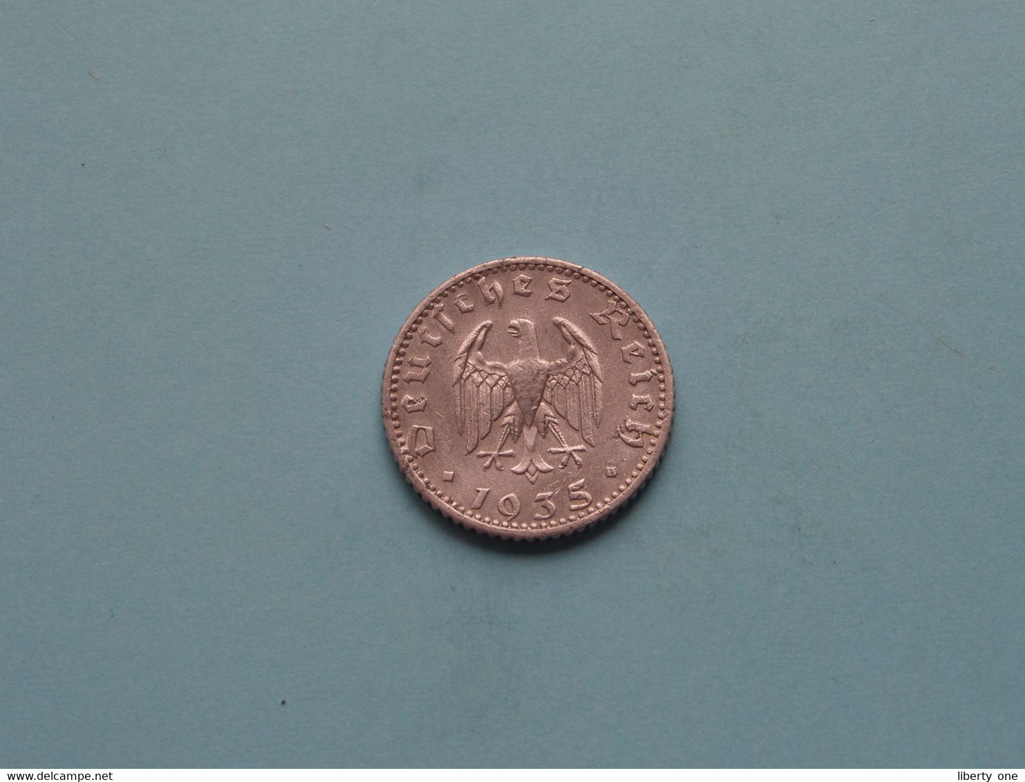 1935 E - 50 Reichspfennig - KM 87 ( Uncleaned Coin - For Grade, Please See Photo ) ! - 50 Reichspfennig