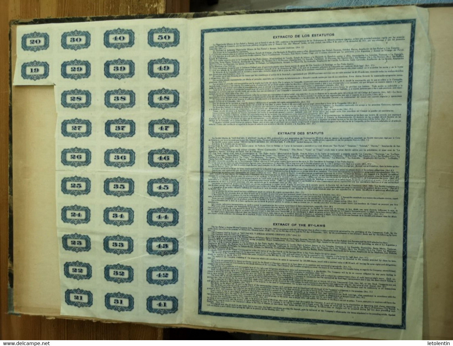 ACTION DES MINES SAN RAFAEL Y ANEXAS (N°12032) - Mines