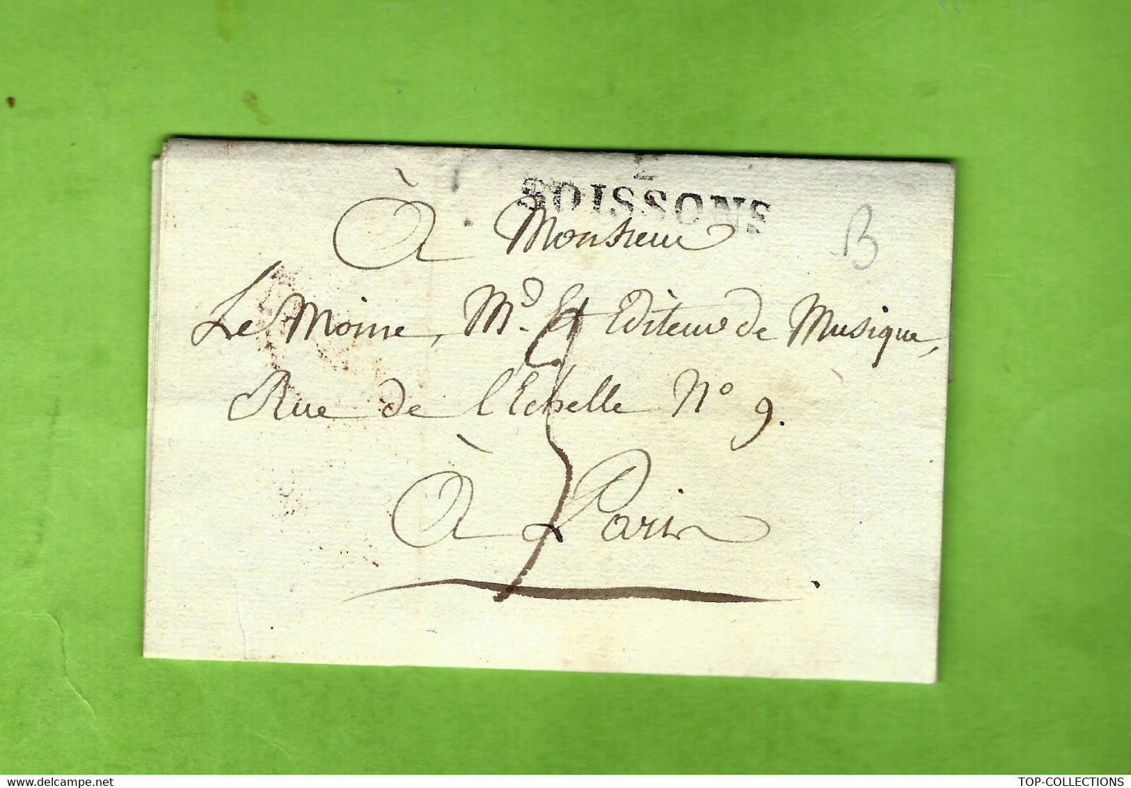 1827 Soissons AISNE Pour LEMOINE EDITEUR DE MUSIQUE  LETTRE Où IL EST QUESTION DE MUSIQUE ET DE VIN VOIR SCANS - 1800 – 1899