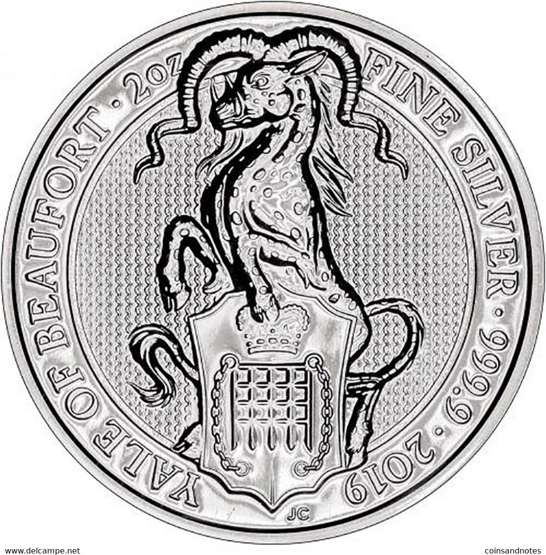 UK 2019 - 2 Oz Fine Silver (62.42 Gr) ‘Yale Of Beaufort’ - Colecciones