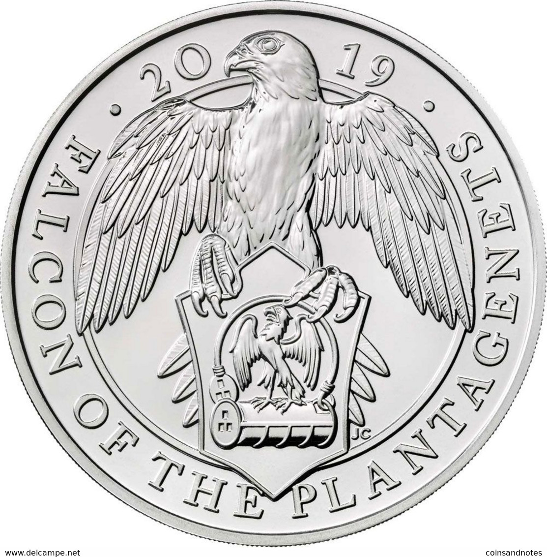UK 2019 - 2 Oz Silver (62.42 Gr) ‘Falcon Of The Plantagenets’ - Colecciones