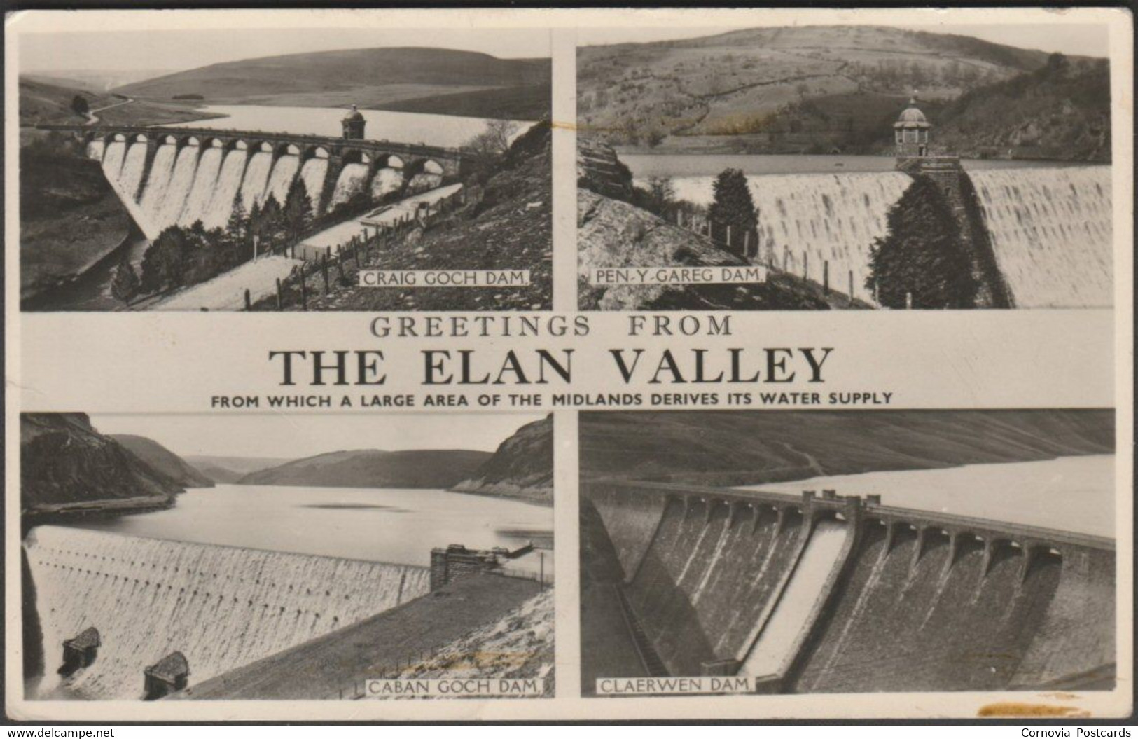 Greetings From The Elan Valley, Radnorshire, C.1950s - Harvey Barton RP Postcard - Radnorshire