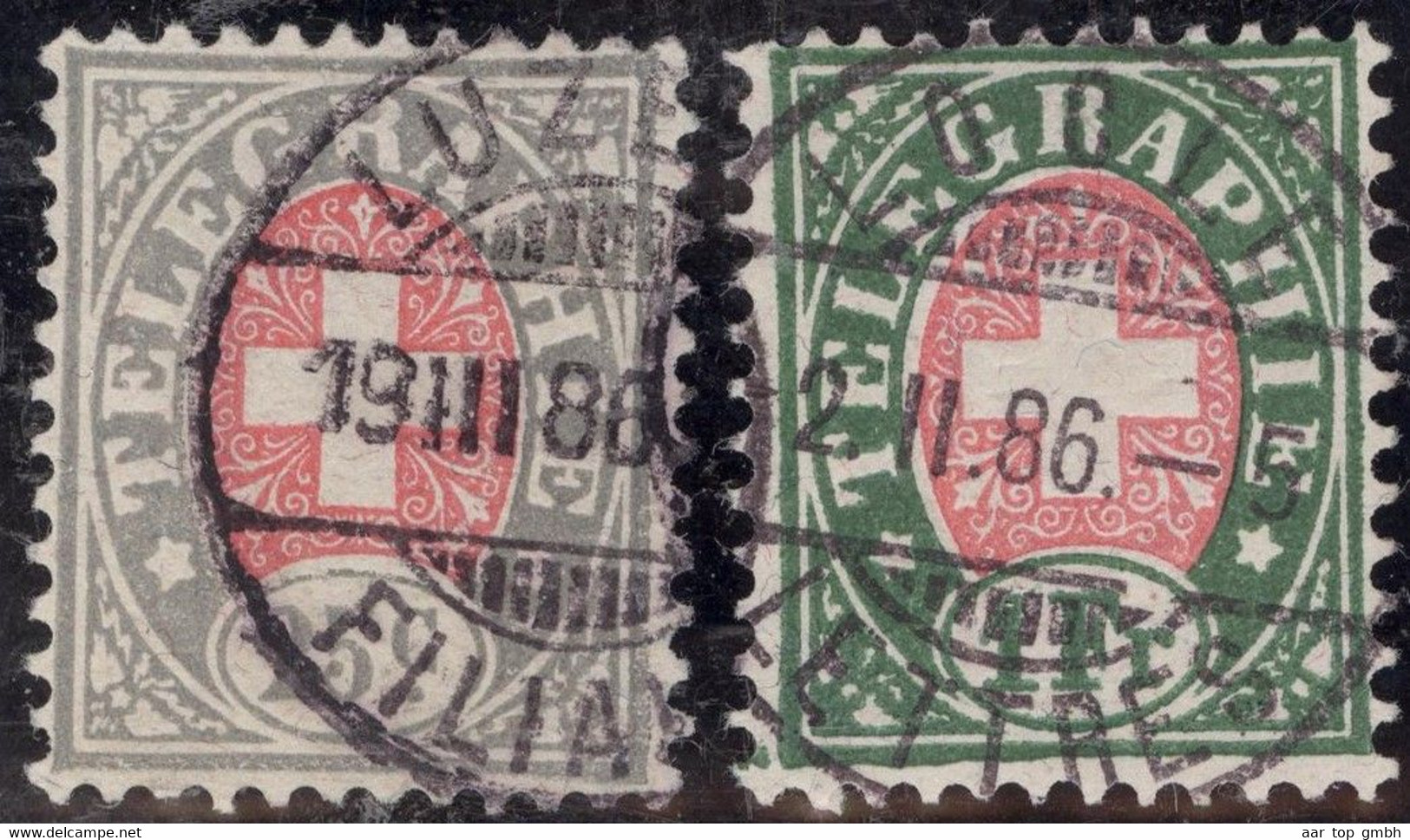 Heimat LU Luzern 1886 Auf Telegraphen-Marke -.25; 1 Fr.. Zu#15;17 - Telegraph