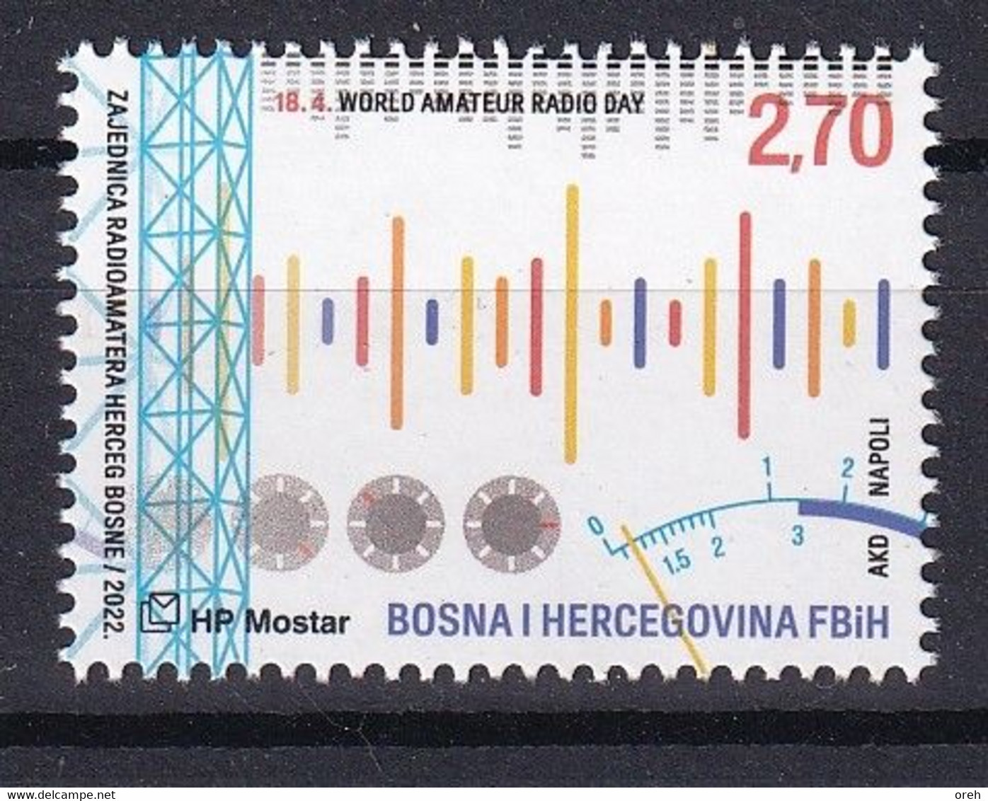 BOSNIA AND HERZEGOVINA 2022,POST MOSTAR,World Amateur Radio Day,MNH - Bosnia Herzegovina