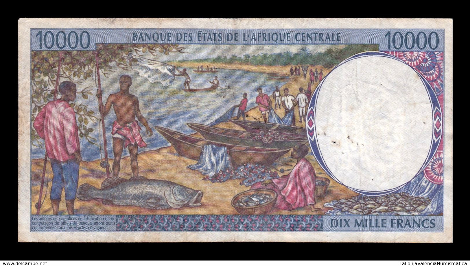 Estados África Central Central African St. Gabón 10000 Francs 1997 Pick 405Lc BC/MBC F/VF - Gabon