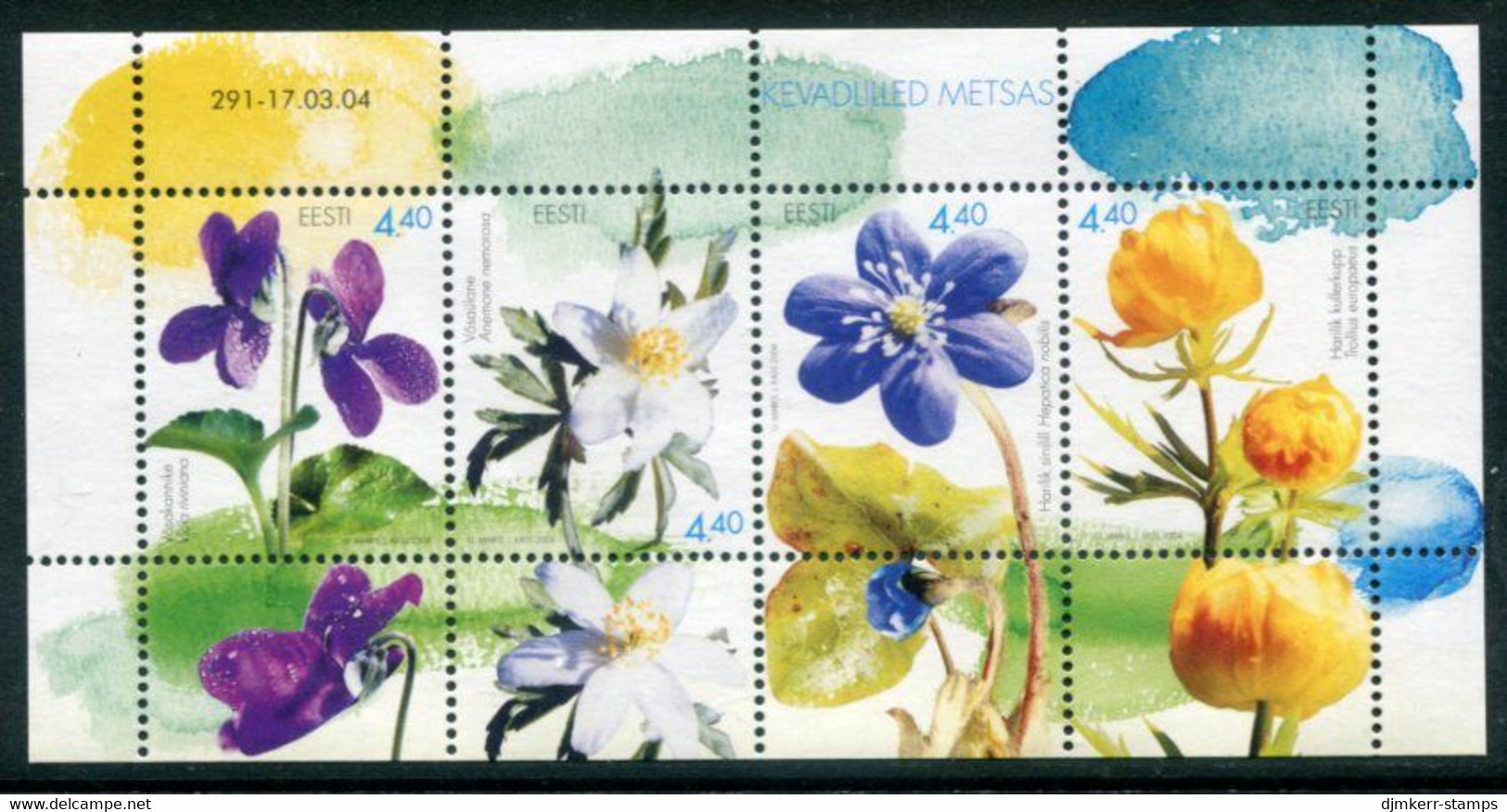 ESTONIA 2004 Spring Flowers Block  MNH / **.  Michel Block 21 - Estonie