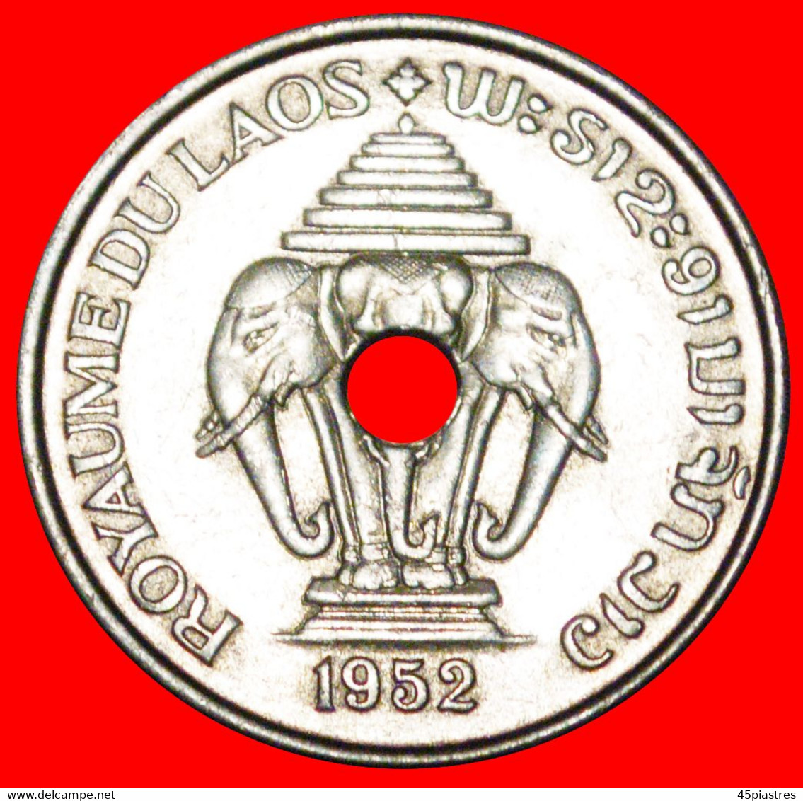* FRANCE: LAOS ★ 20 CENTS 1952 ELEPHANTS Of LAO!★LOW START ★ NO RESERVE! - Laos