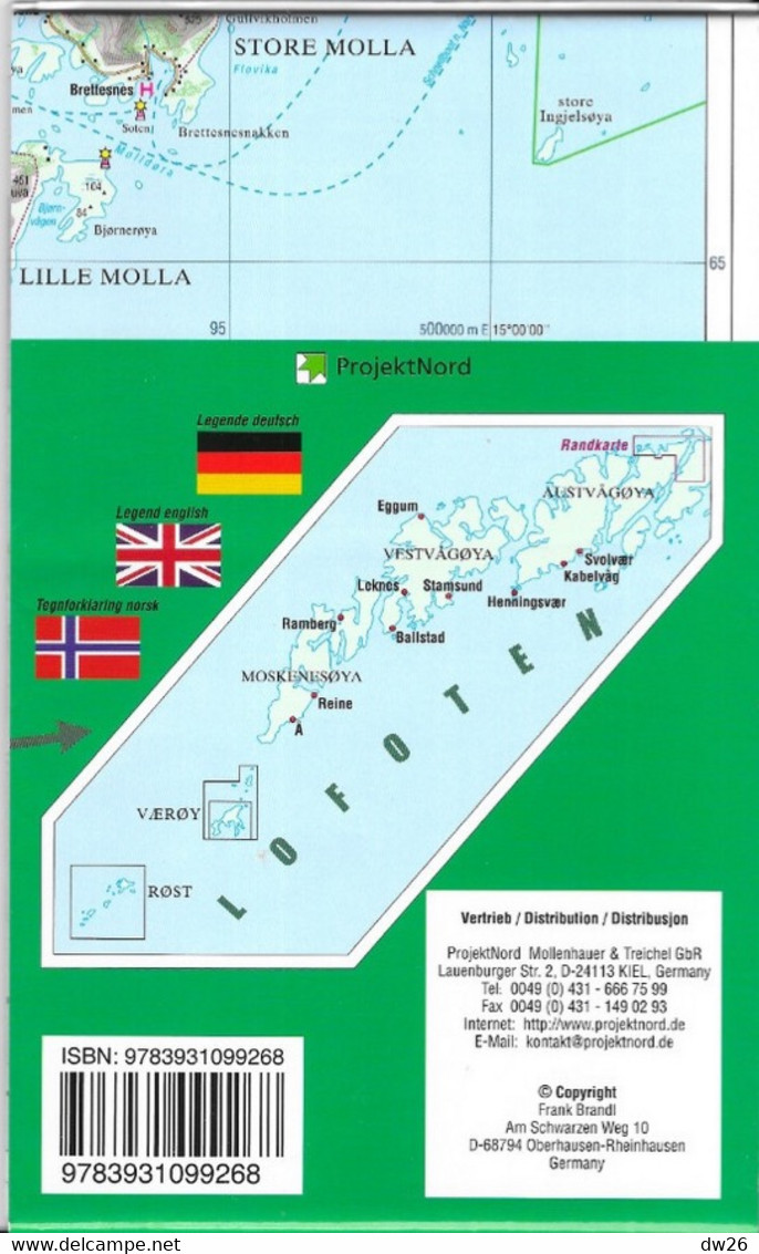 Norvège (Norge) Carte Routière Et GPS Plastifiée Des Iles Lofoten (au 1:100 000e) + Vaeroy (au 1:50 000e) ProjektNord - Cartes Routières