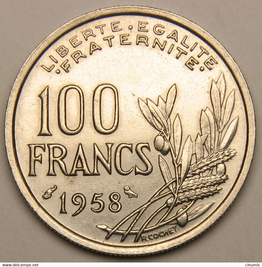 TRES RARE 100 Francs Cochet, 1958, Différent Chouette, Cupro-nickel - IV° République - 100 Francs