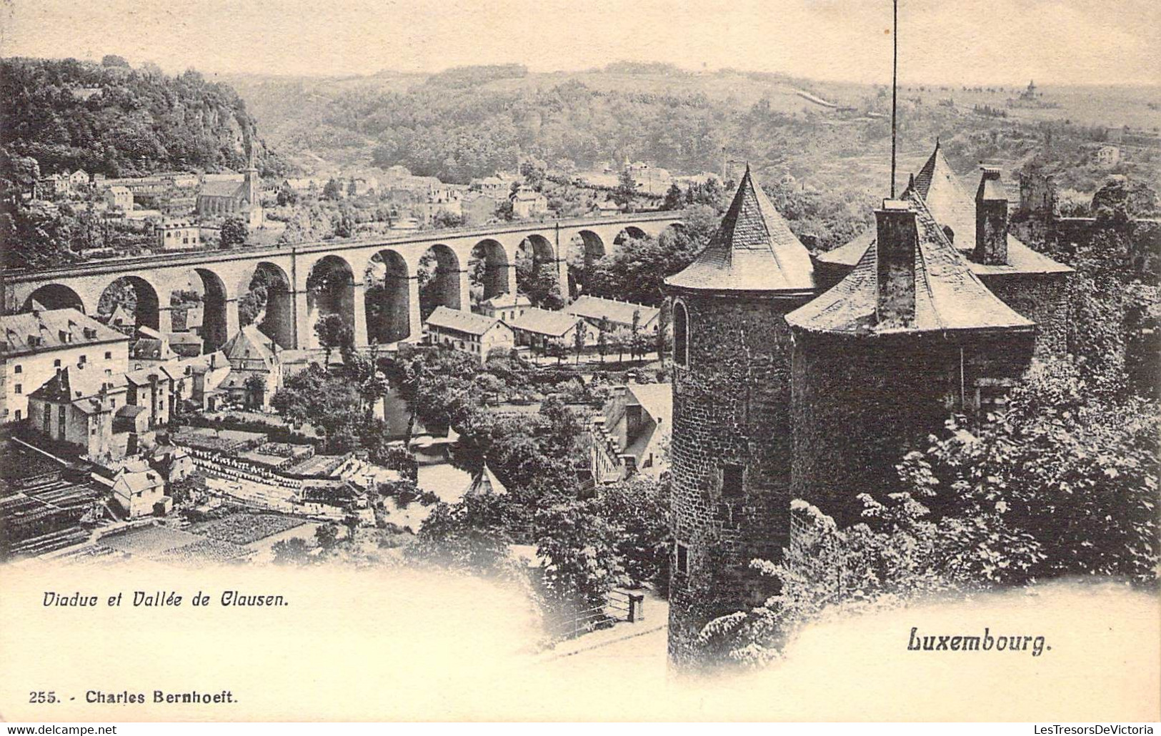 Oblitération Liège Départ Avec Bloc Mois à L'envers Et Sans L'année Sur CPA Luxembour Viaduc Et Vallée De Clausen - Other & Unclassified