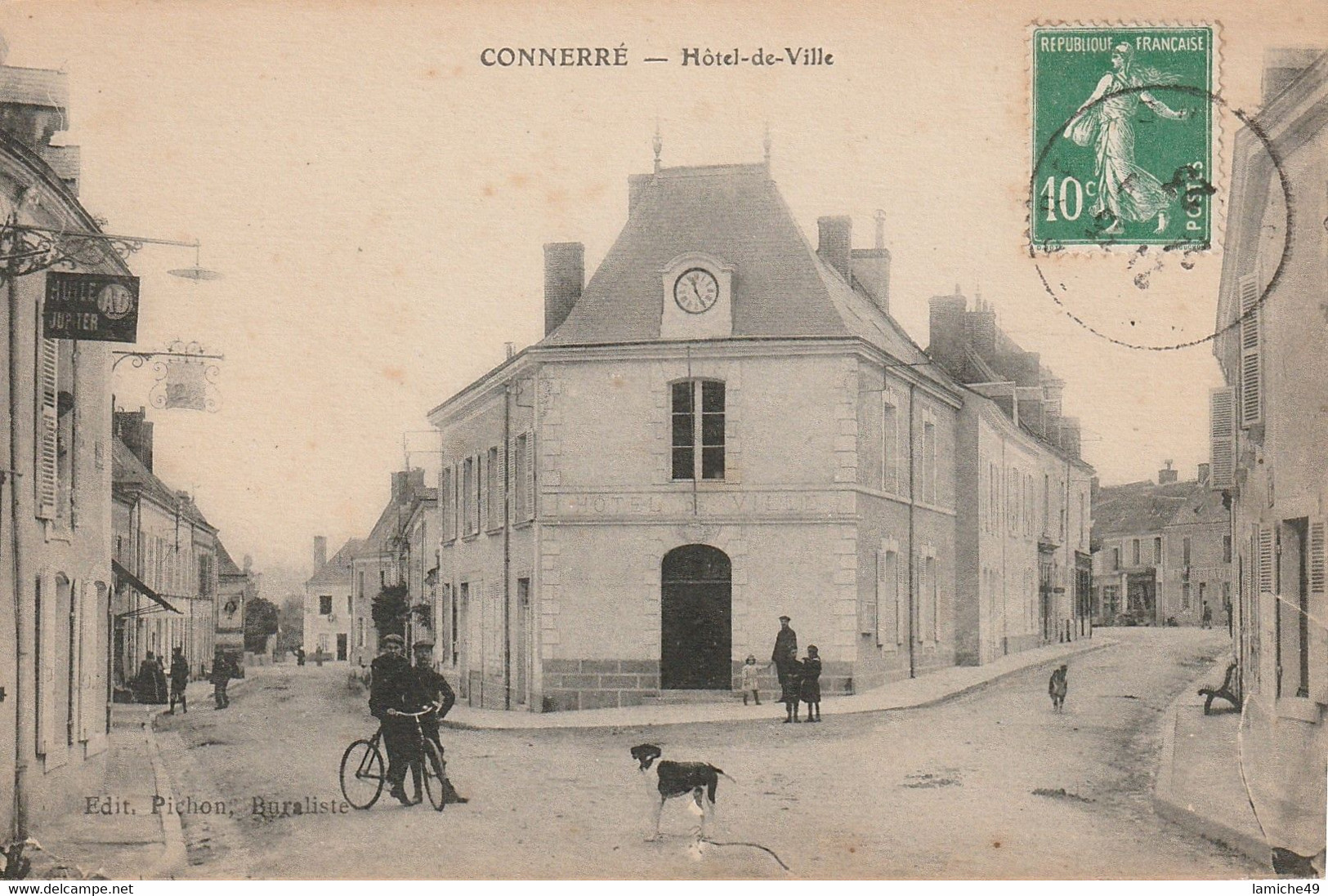 CONNERRE - L'hôtel De Ville  (timbre Se 10c 1923) - Connerre