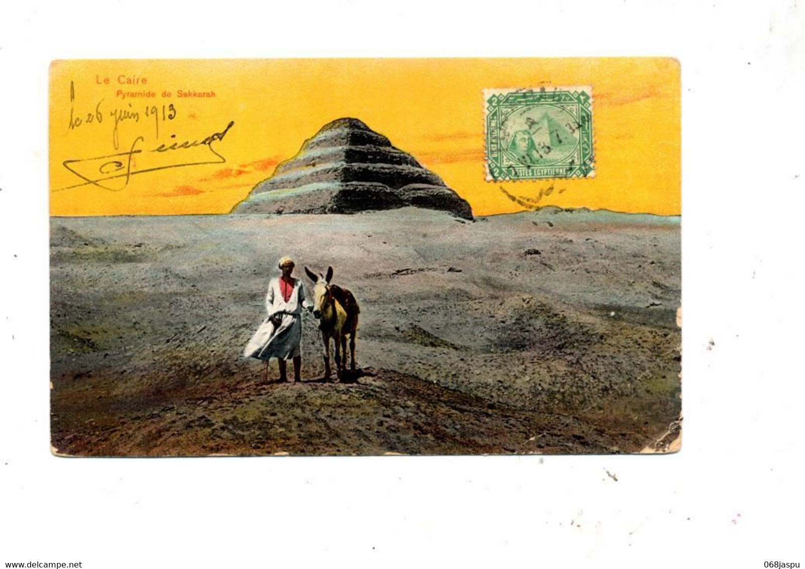 Carte Pyramide Le Caire Cachet Sur Pyramide 1913 - Caïro